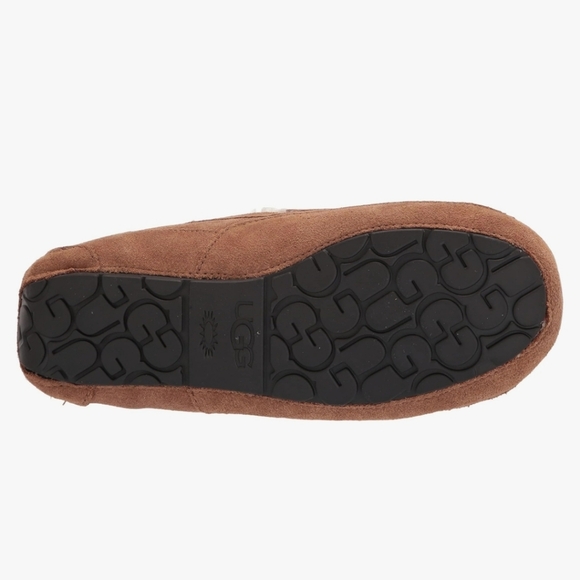 UGG® Men’s Ascot Leather Plush-Lined Slippers – Size 10 - Picture 4 of 13